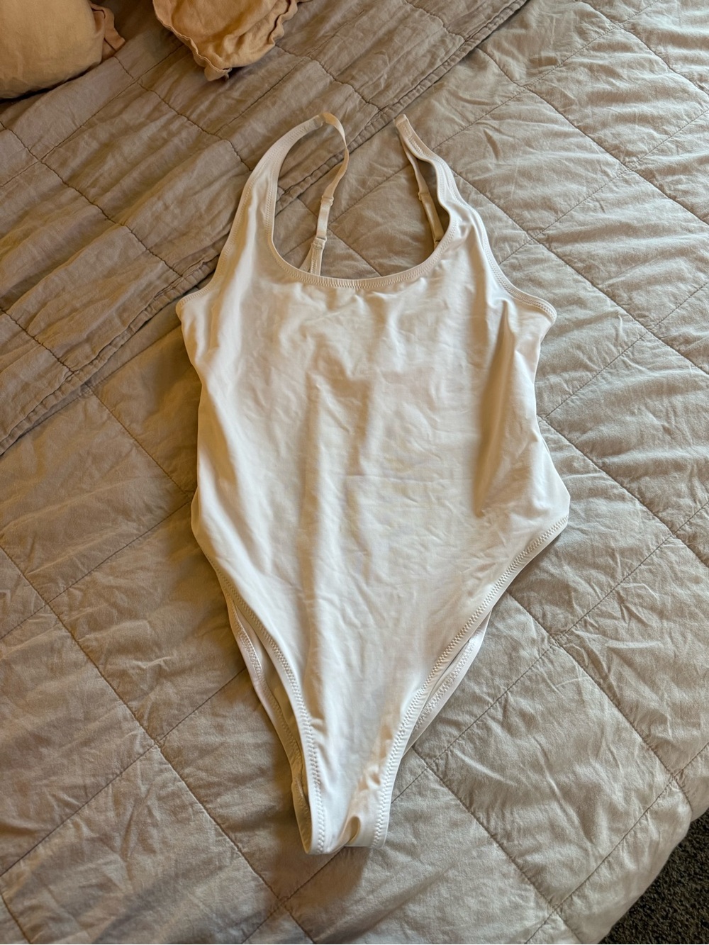 skims white signature swim scoop neck one piece XL